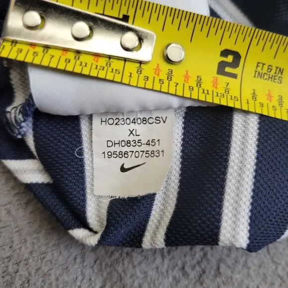 NIKE Shirt Polo Mens XL Blue DriFit Golf Striped Gray White Performance Business - Picture 11 of 14